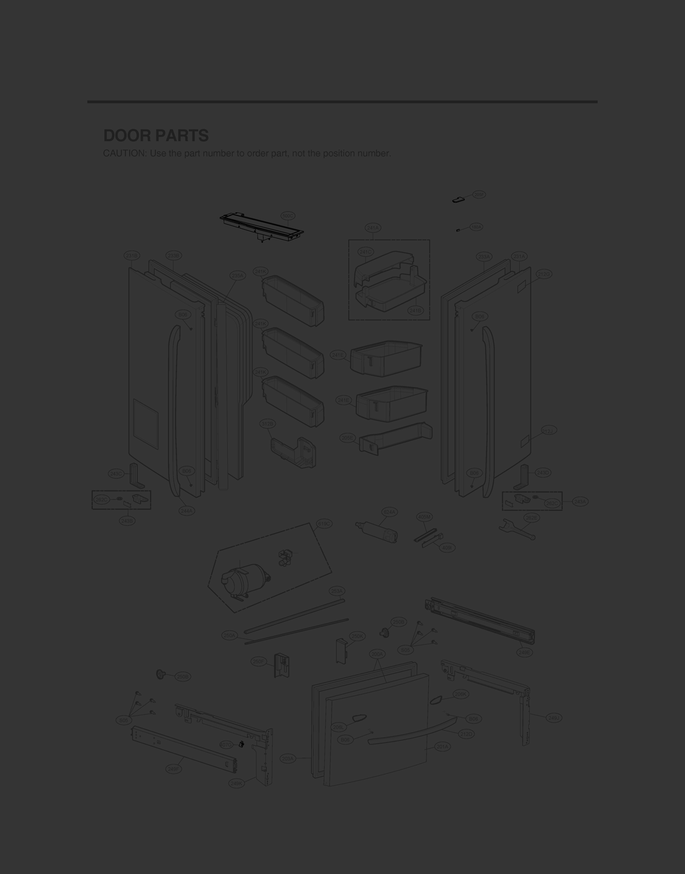 Door Parts Diagram and Parts List for GR-L318LMJM AMTCNA0 LG Refrigerator