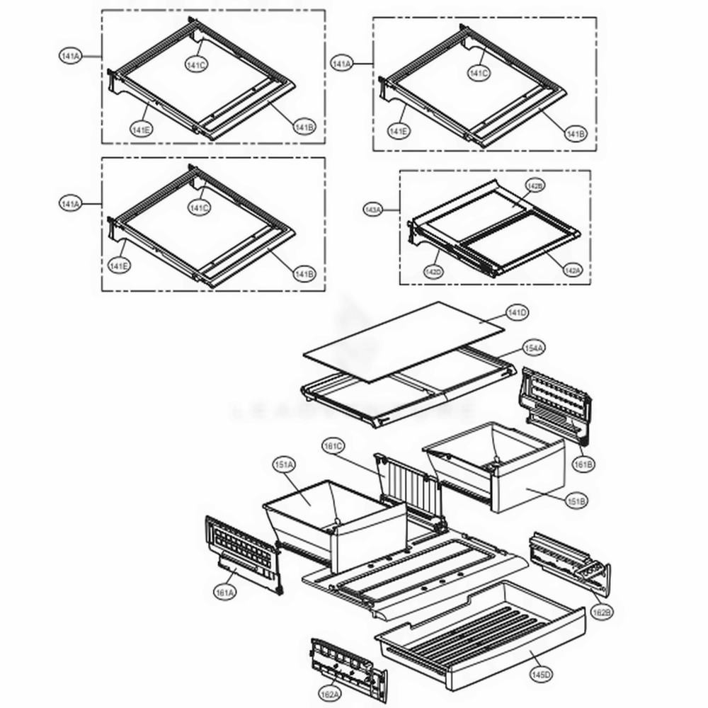 Refrigerator Parts Diagram and Parts List for 73052 ASWCSE1 LG Refrigerator