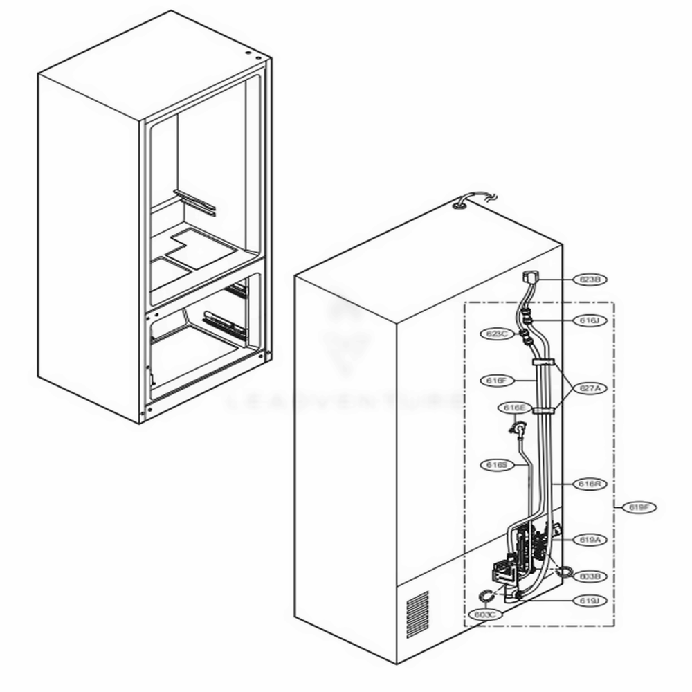 Ice Maker And Ice Bin Parts 2 Diagram and Parts List for SRFVC2406S ASTCNA0 LG Refrigerator
