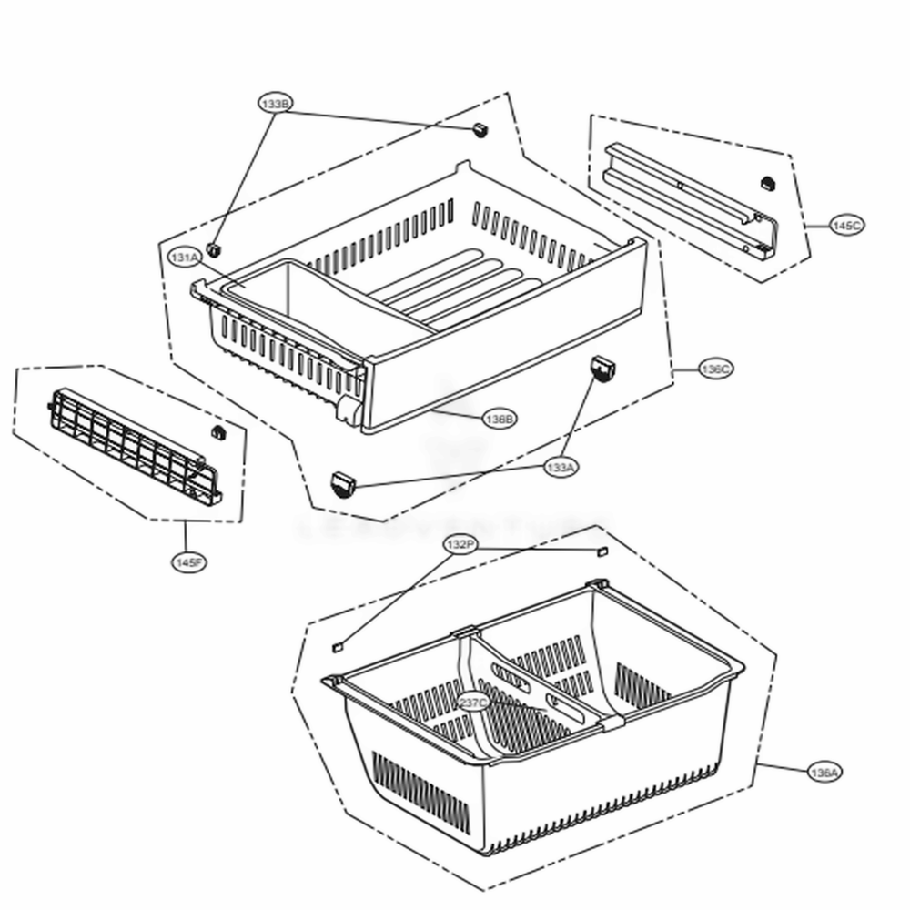 Freezer Parts Diagram and Parts List for LFXS28566M AMTCNA3 LG Refrigerator