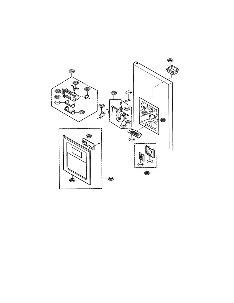 Dispenser Diagram and Parts List for LRSPC2051AB  LG Refrigerator