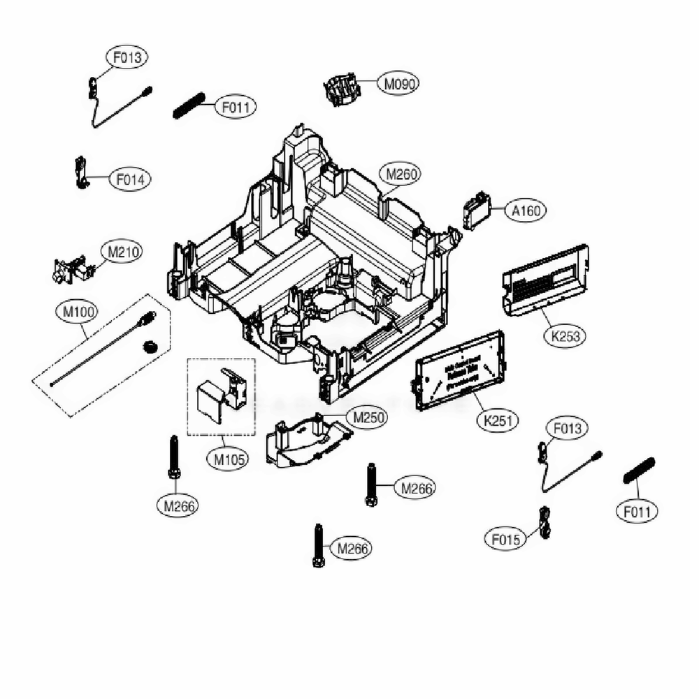 Base Assembly Diagram and Parts List for LDP6810BD ABDESNA LG Dishwasher