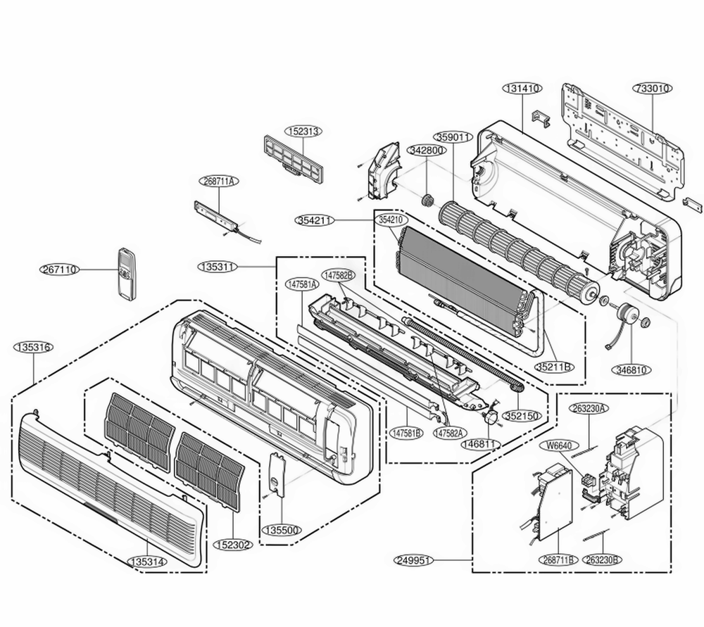 Indoor Unit Diagram and Parts List for L3NC123LMA0 AMBAEUS LG Air Conditioner