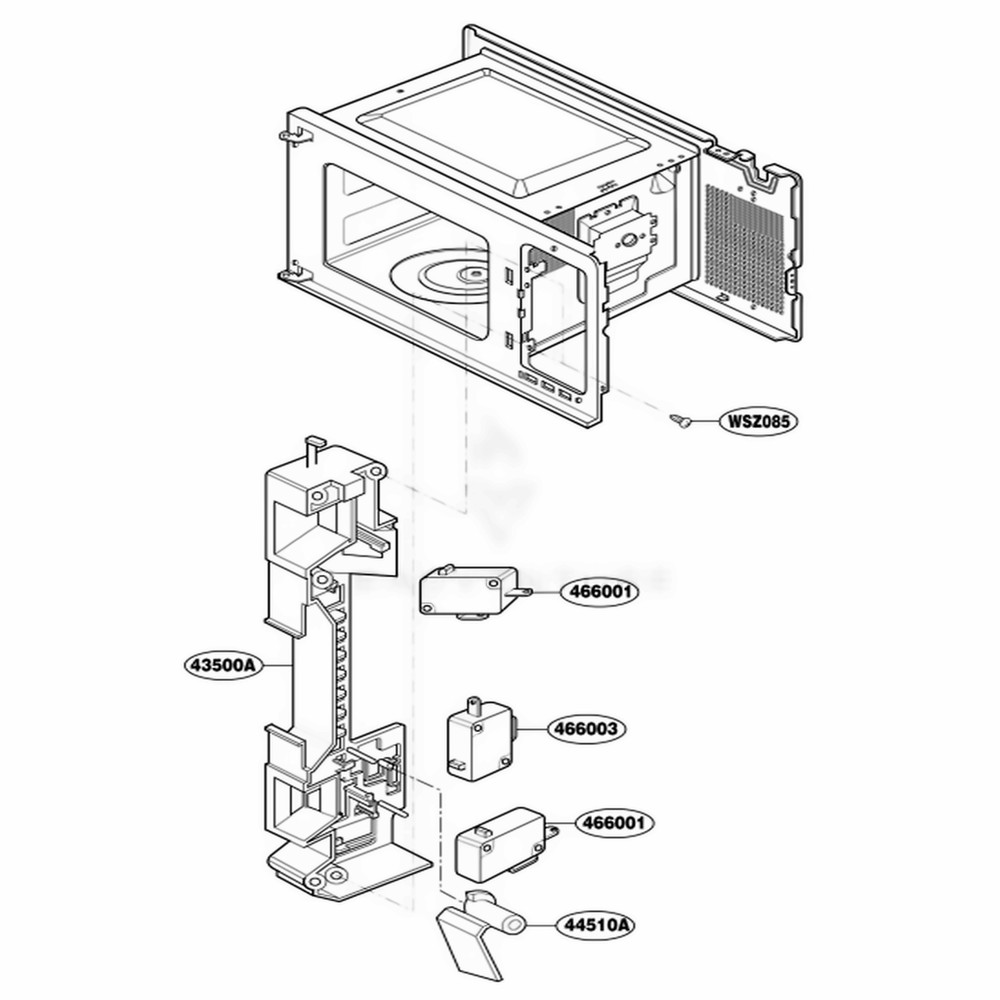 Latch Board Parts Diagram and Parts List for LMS1220TB CBKEGSC LG Range