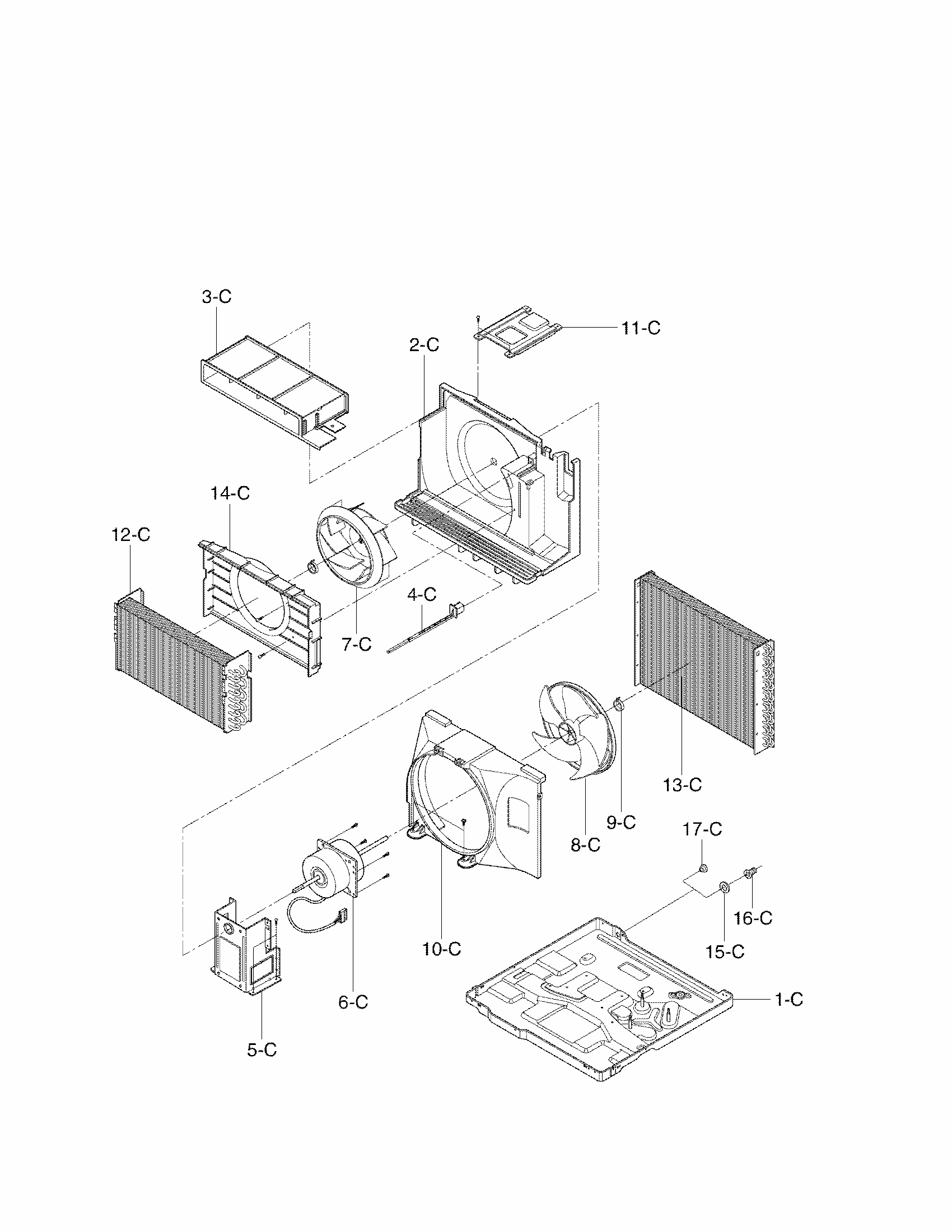 Air Handling And Cycle Parts Diagram and Parts List for 58075251900  Kenmore Air Conditioner