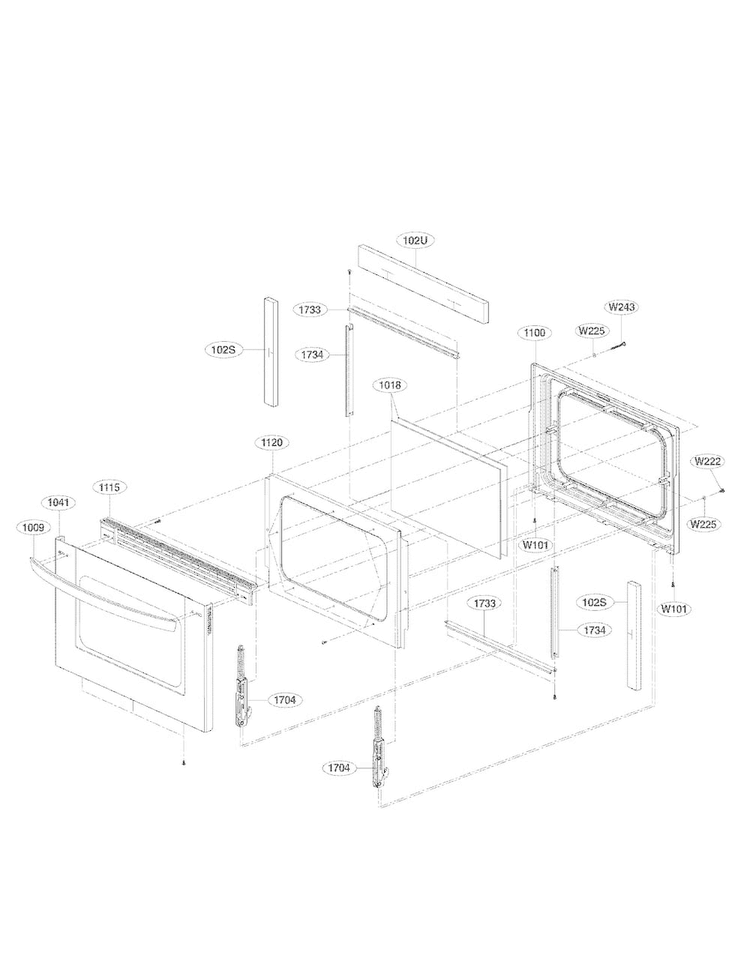 Lower Door Parts Diagram and Parts List for LDE3037ST  LG Range