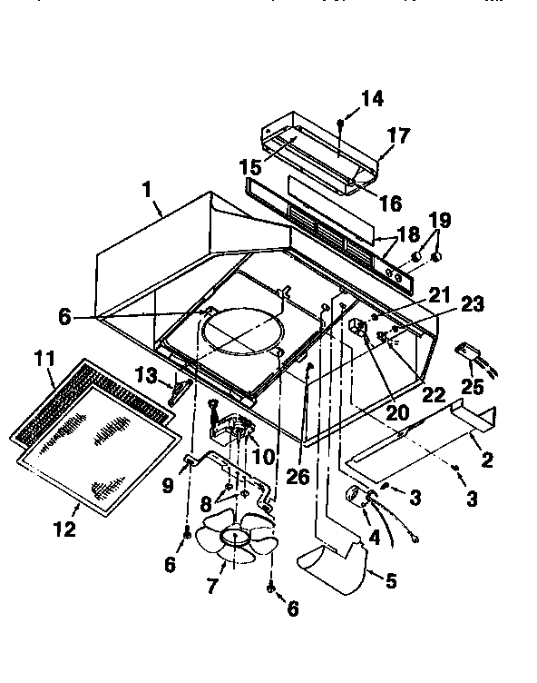 Range Hood Diagram and Parts List for 2335188911  Kenmore Range Hood
