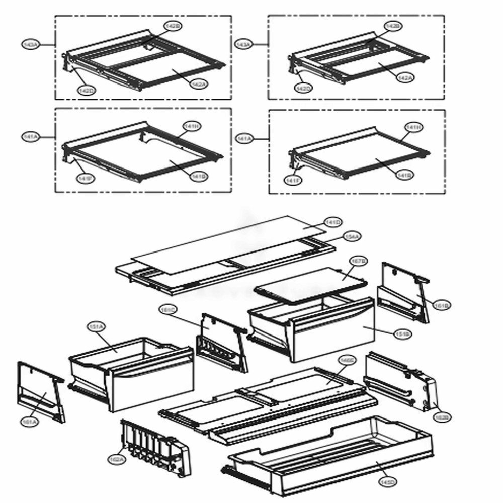 Refrigerator Parts Diagram and Parts List for 74043 ASTCSE0 LG Refrigerator