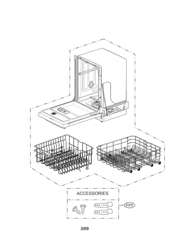 Accessory Parts Diagram and Parts List for LDS5811BB-01  LG Dishwasher