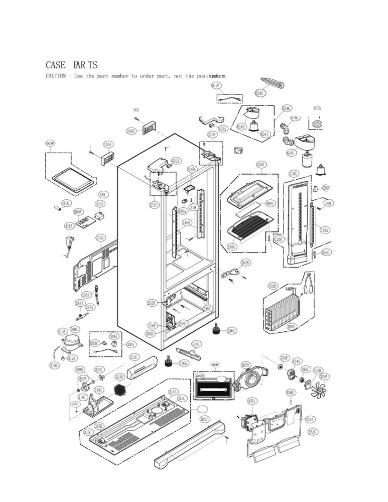 Case Parts Diagram and Parts List for LFX25974SW 06 LG Refrigerator
