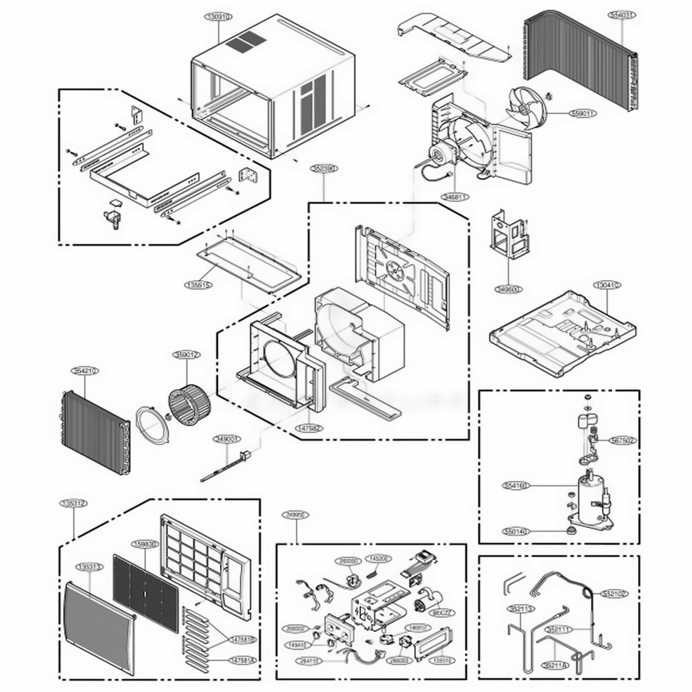 Main Diagram and Parts List for AGE14DAG1 ACW6GEE LG Air Conditioner