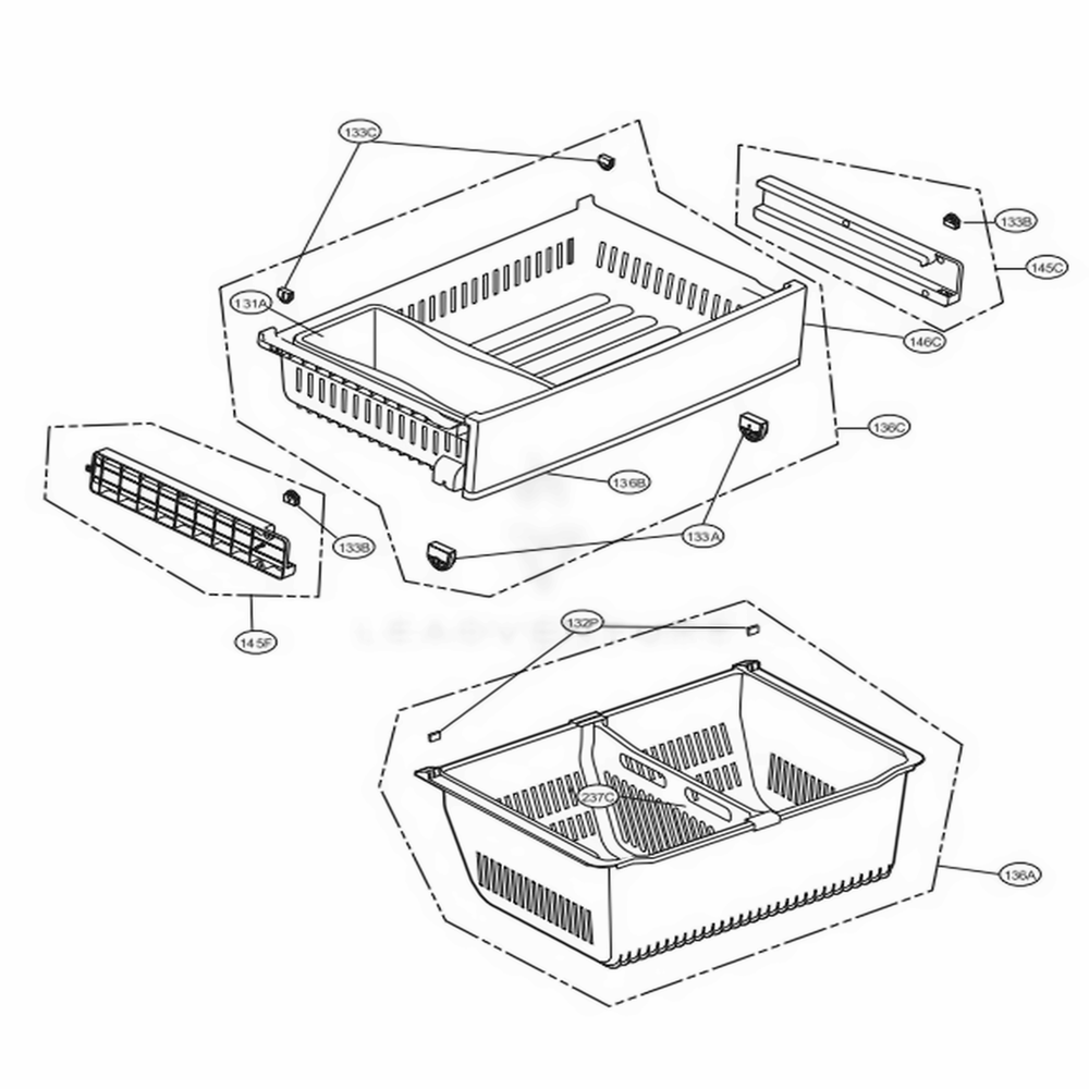 Freezer Parts Diagram and Parts List for LFXS28566M AMTCNA0 LG Refrigerator
