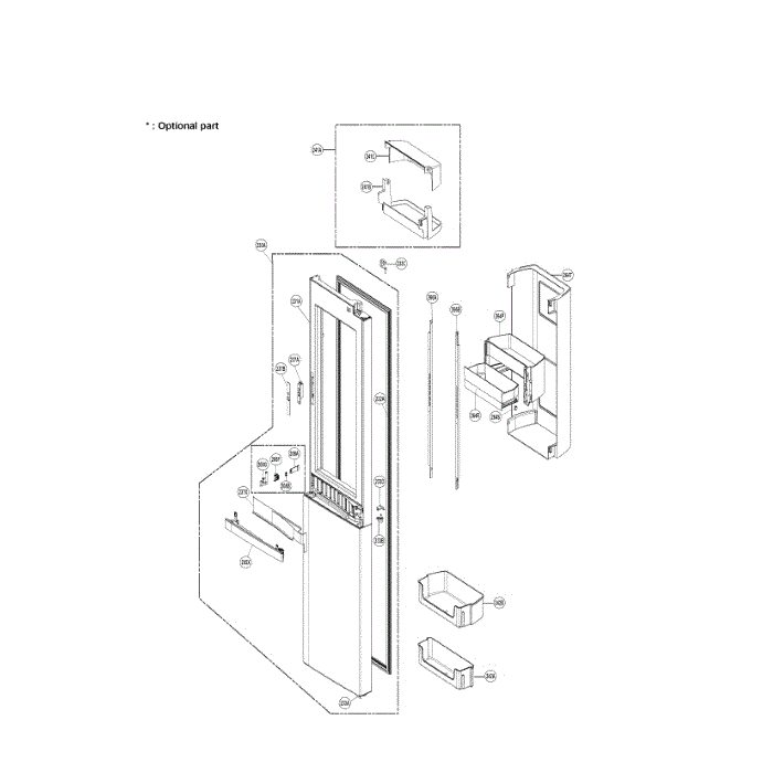 Refrigerator Door Diagram and Parts List for LSC22991ST 00 LG Refrigerator