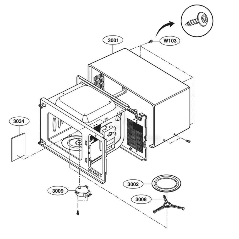 Oven Cavity Parts Diagram and Parts List for LSRM2010ST CSBESTD LG Wall Oven