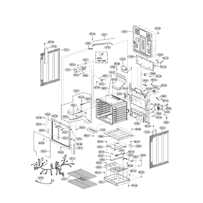 Cavity Diagram and Parts List for LRG3091SB 00 LG Range