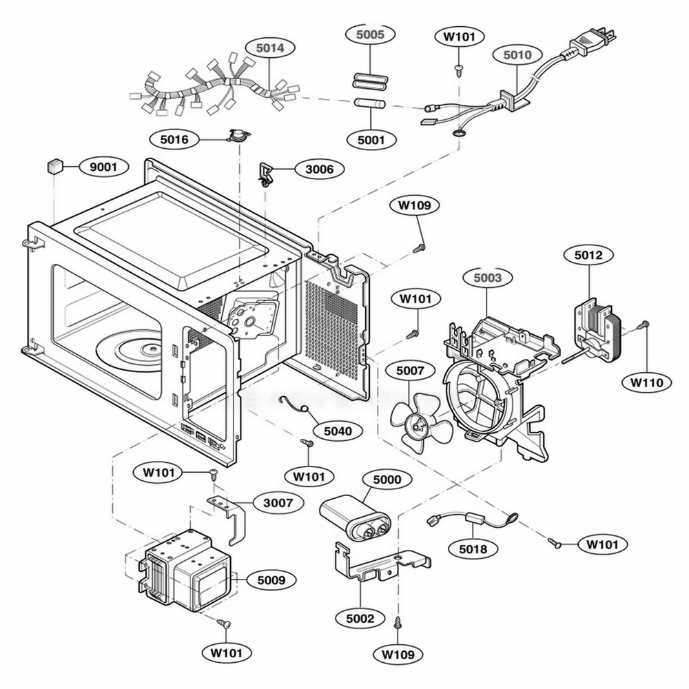 Interior Parts 1 Diagram and Parts List for 63359 CBKESEA LG Range