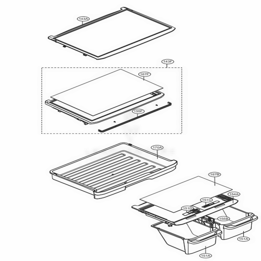 Refrigerator Parts Diagram and Parts List for 79432 ASWCSE7 LG Refrigerator