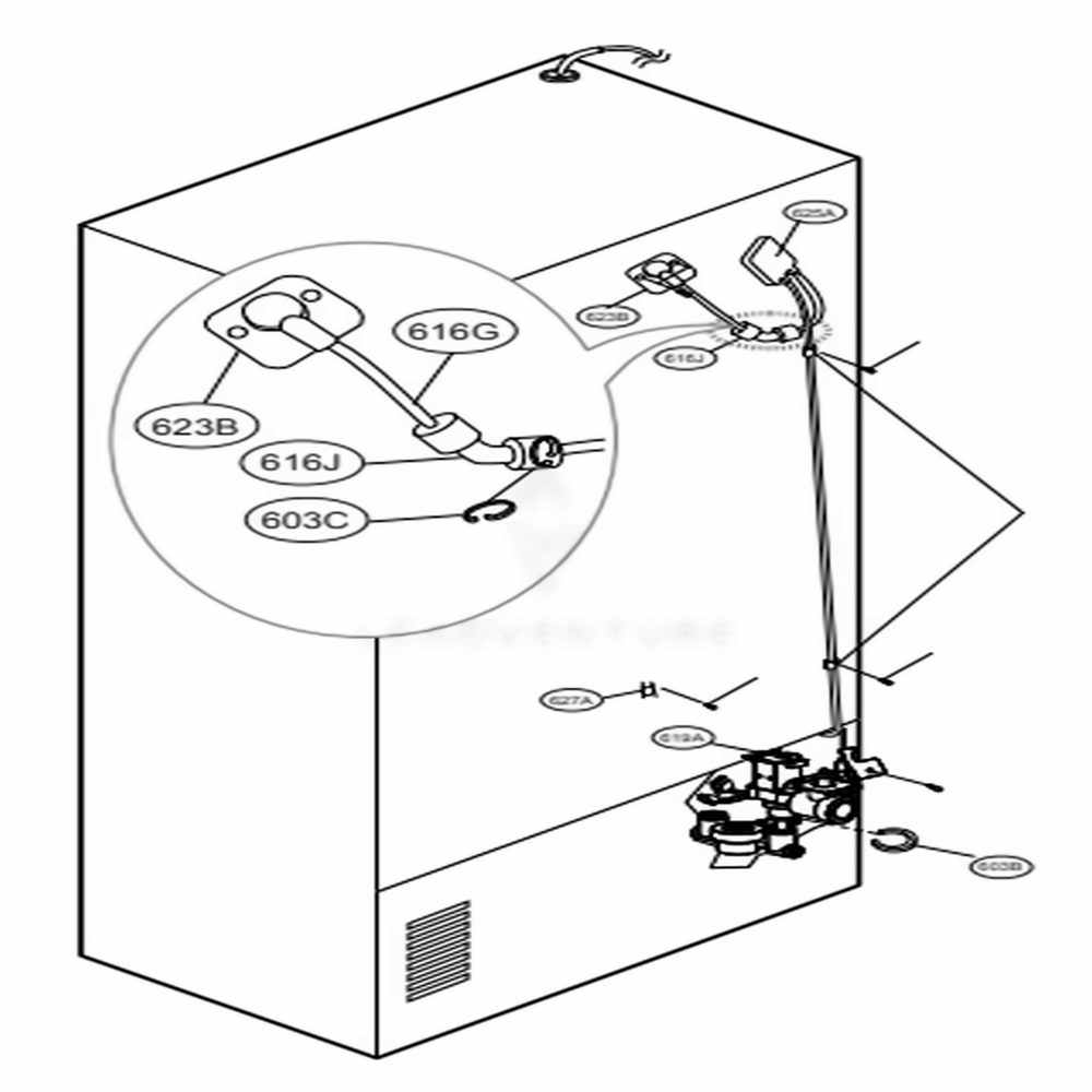 Valve And Water Tube Parts Diagram and Parts List for 74043 ASTCSE2 LG Refrigerator