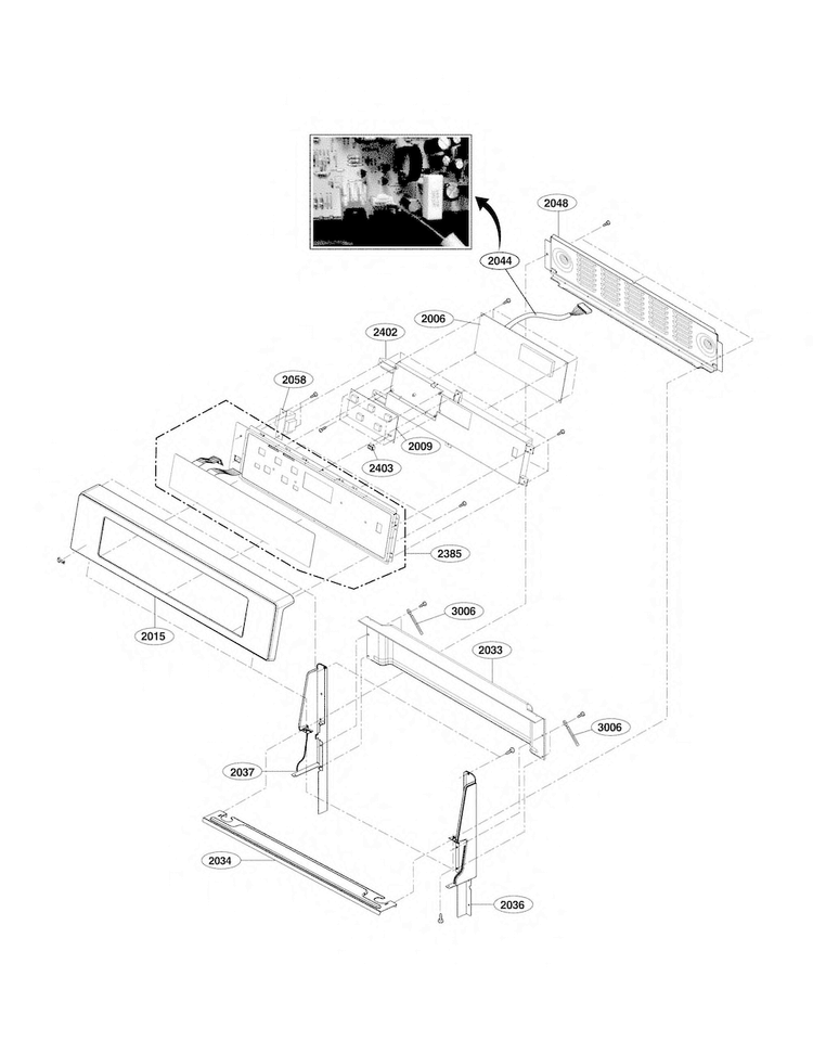Controller Parts Diagram and Parts List for LRE30453ST 02 LG Range