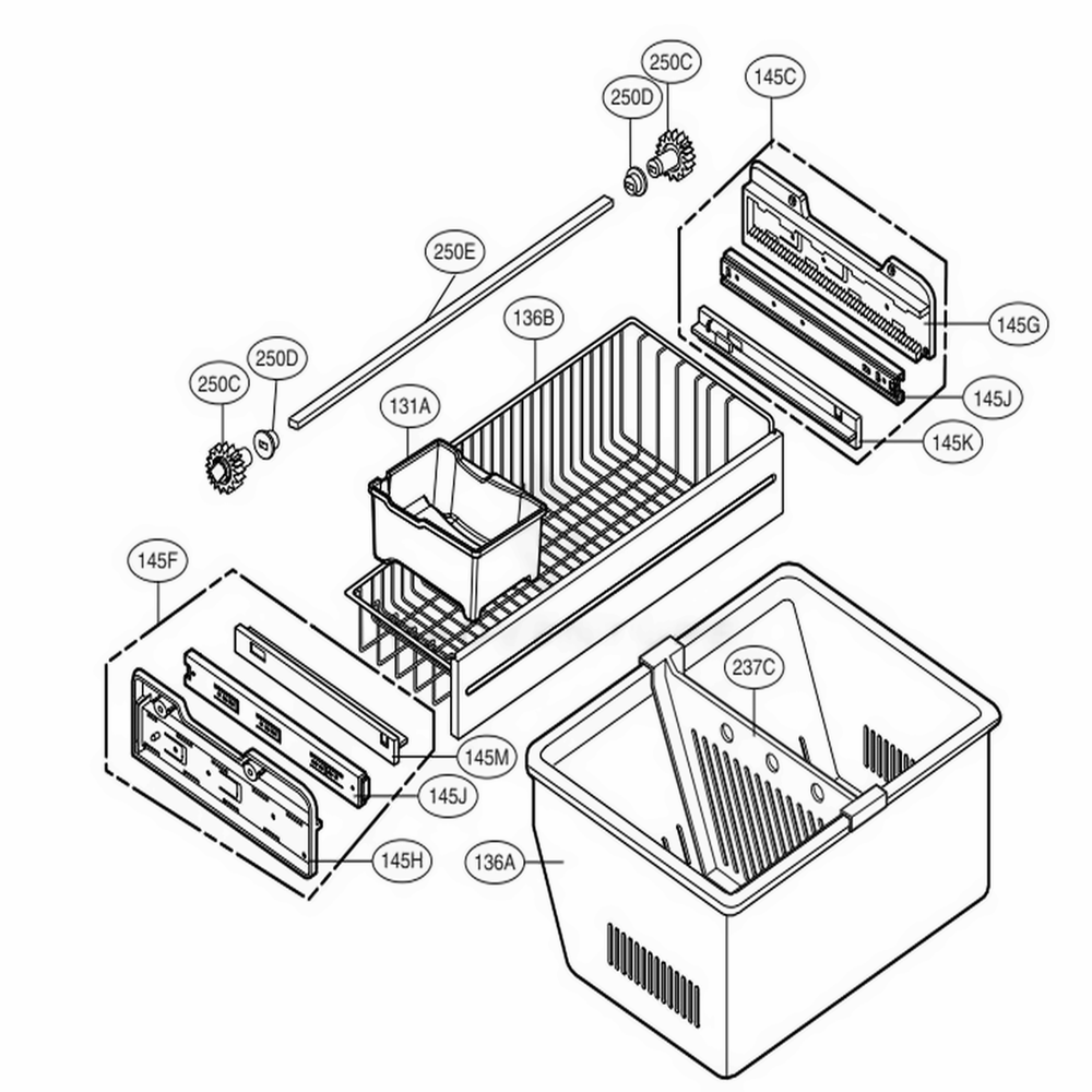 Freezer Parts Diagram and Parts List for 78542 ASW7SER LG Refrigerator