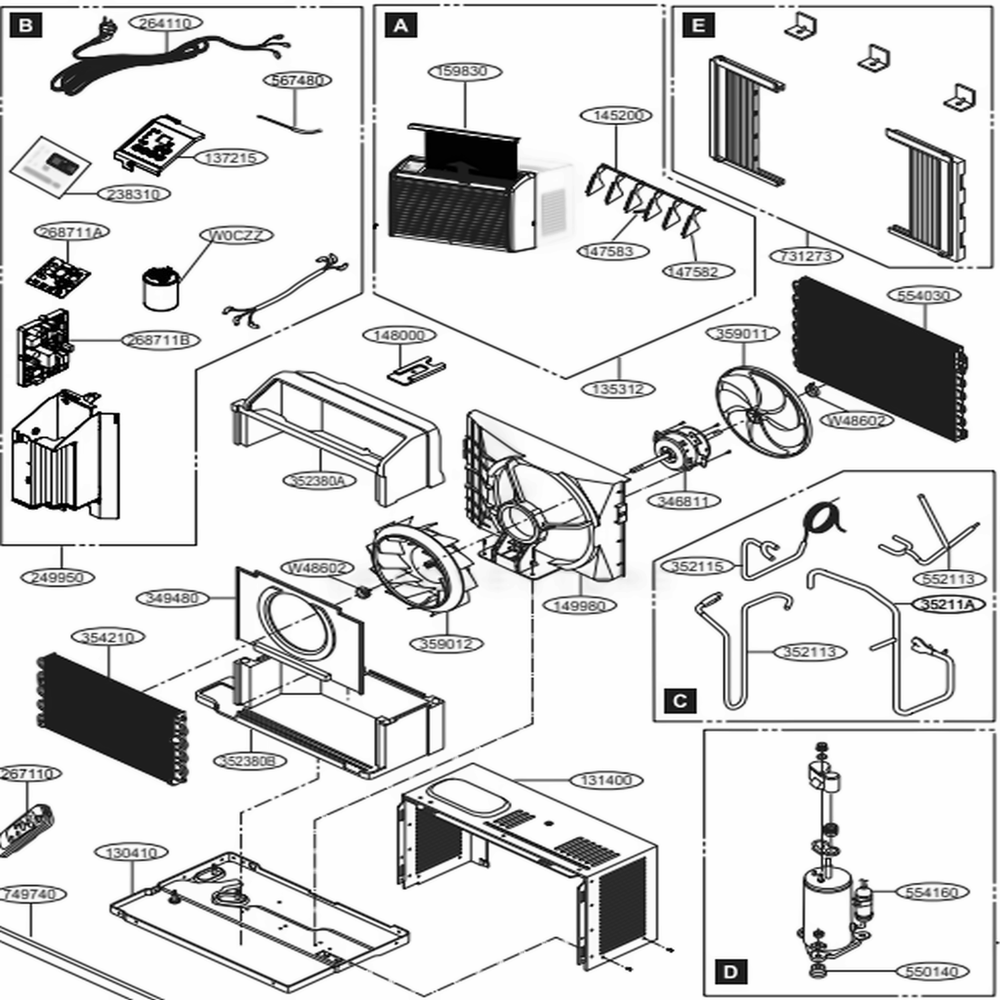 Main Diagram and Parts List for LW6017R AT1AUSH LG Air Conditioner