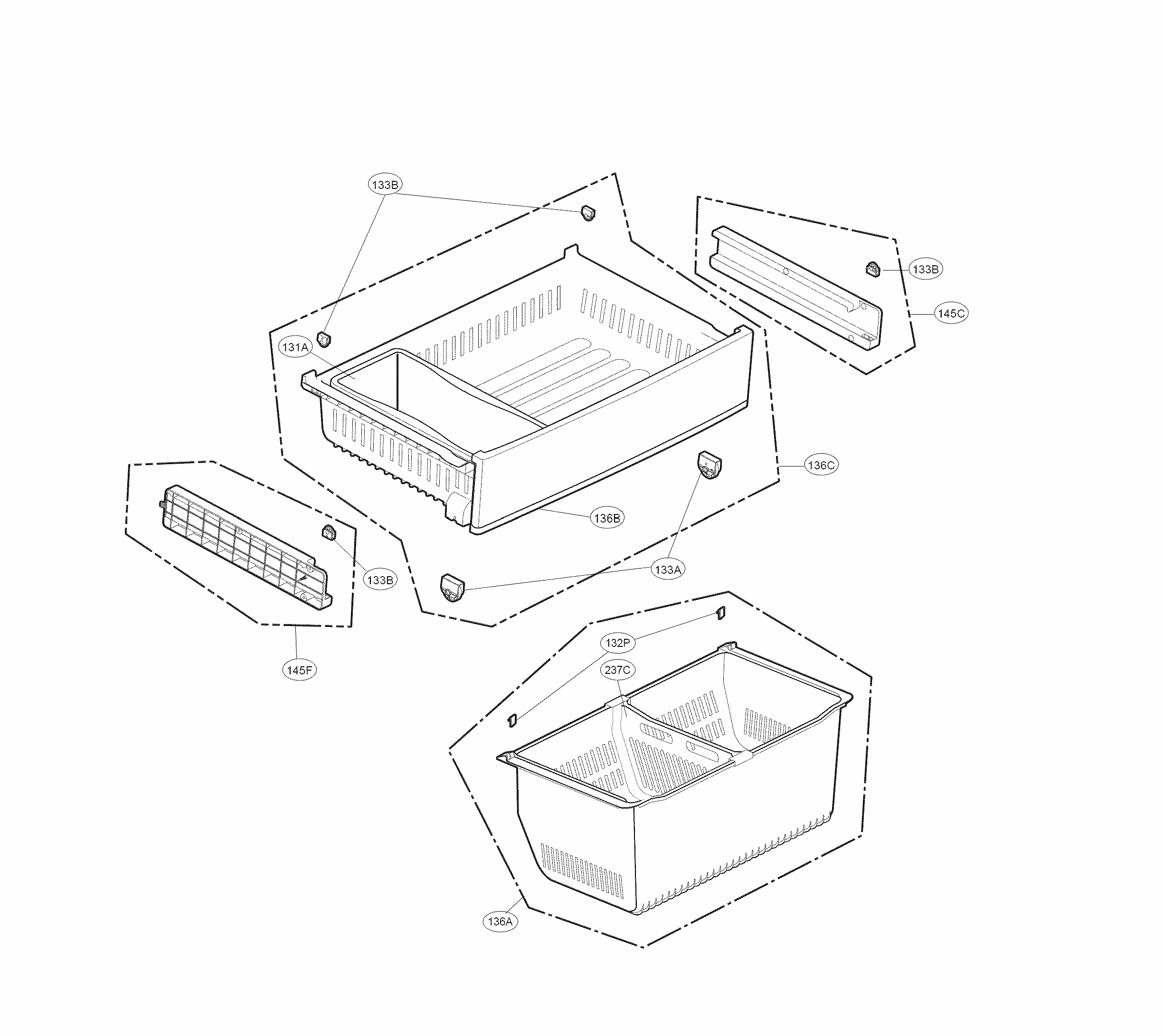 Freezer Parts Diagram and Parts List for 79573065410  Kenmore Refrigerator