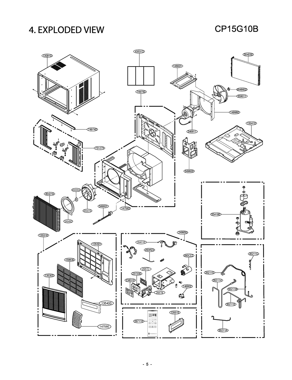 Diagram 1 Diagram and Parts List for W3NC15NNKF0 AT1AFRD LG Air Conditioner