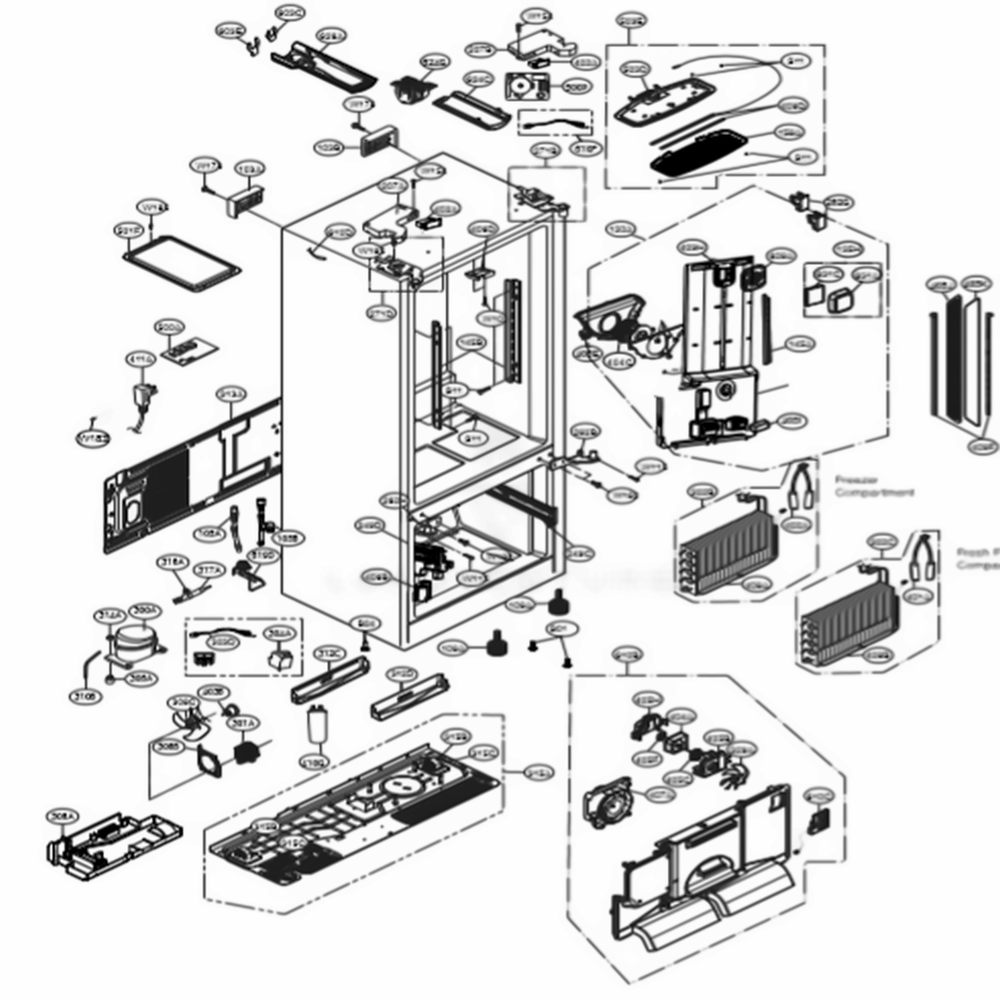 Case Parts Diagram and Parts List for LSFXC2476S ASTCNA1 LG Refrigerator