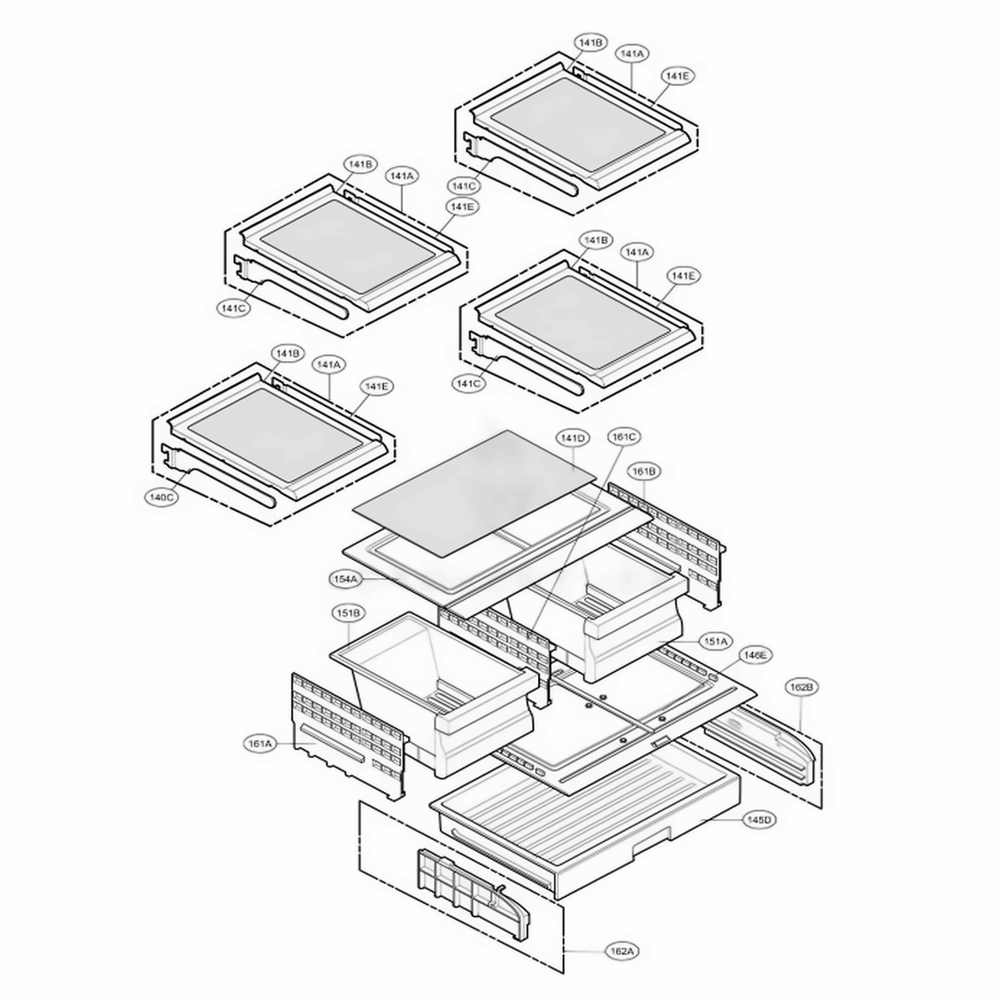 Refrigerator Parts Diagram and Parts List for LFX25961AL AAVCLGA LG Refrigerator