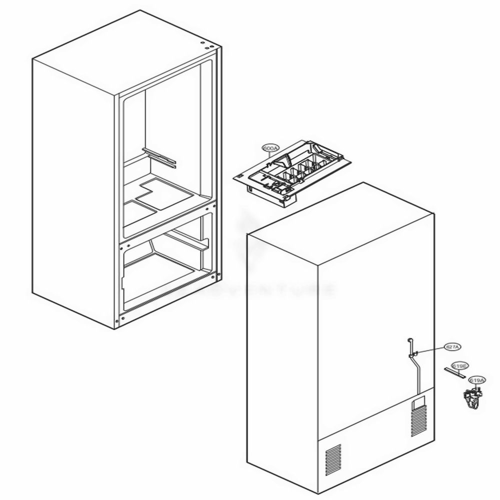 Ice Maker Parts Diagram and Parts List for LDC24370ST ASTCNA1 LG Refrigerator