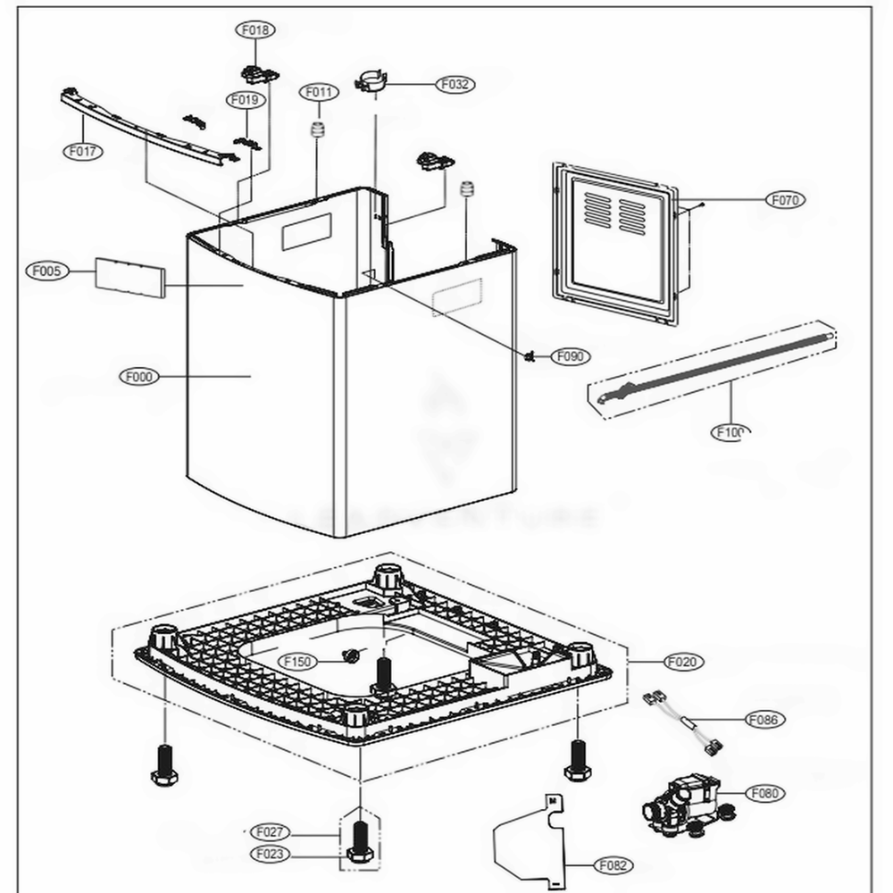 Outer Case Assembly Diagram and Parts List for 25667 ASSEECI LG Washer Dryer Combo