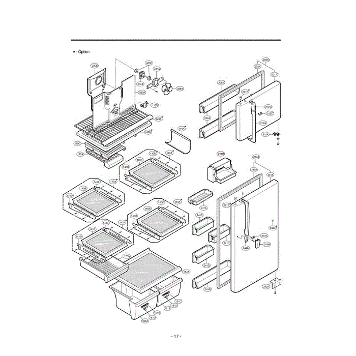 Section 1 Diagram and Parts List for LRTB2023BS ABICLGN LG Refrigerator