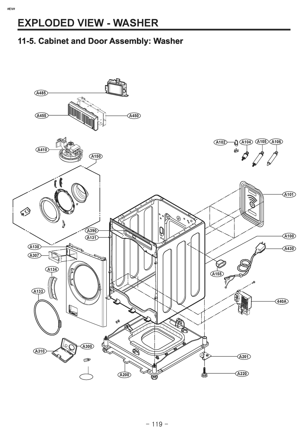 Diagram 4 Diagram and Parts List for W3S1CWUBWVM ABWEUUS LG Washer