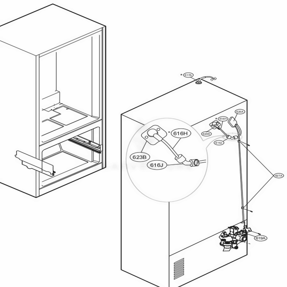 Valve And Water Tube Parts Diagram and Parts List for LFXS28566S ASTCNA2 LG Refrigerator