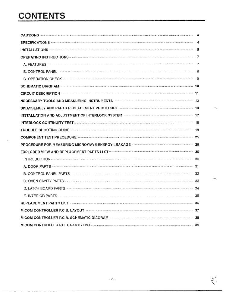 Contents Diagram and Parts List for MA-682M  LG Microwave