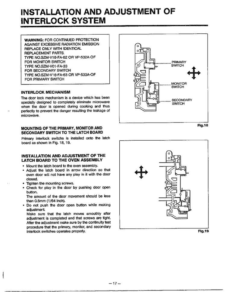 Installation/adjustment Interlock Diagram and Parts List for MA-880MW  LG Microwave