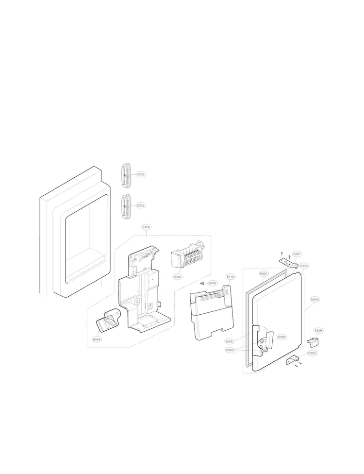 Ice Maker Parts Diagram and Parts List for LFXC24726S 01 LG Refrigerator