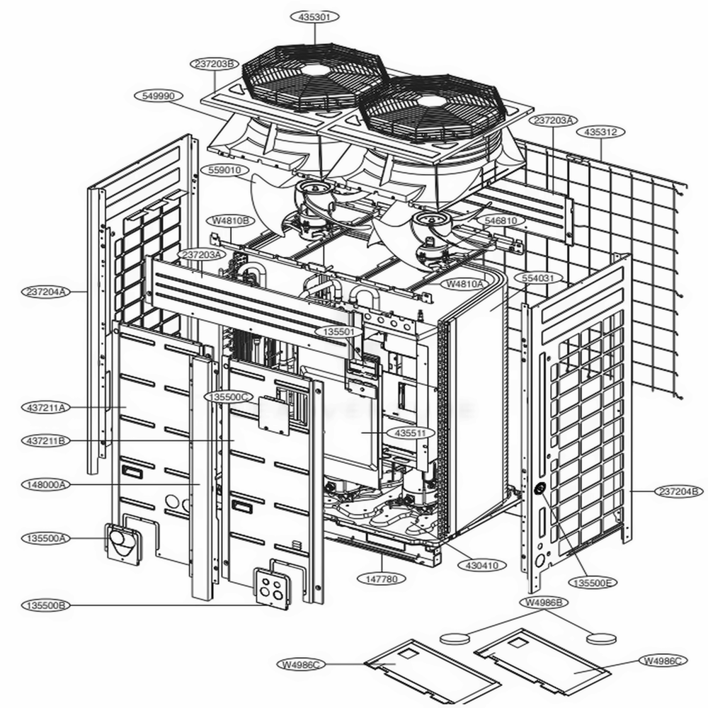 Main 2 Diagram and Parts List for ARUB144BTE4 AWGBLUS LG Air Conditioner