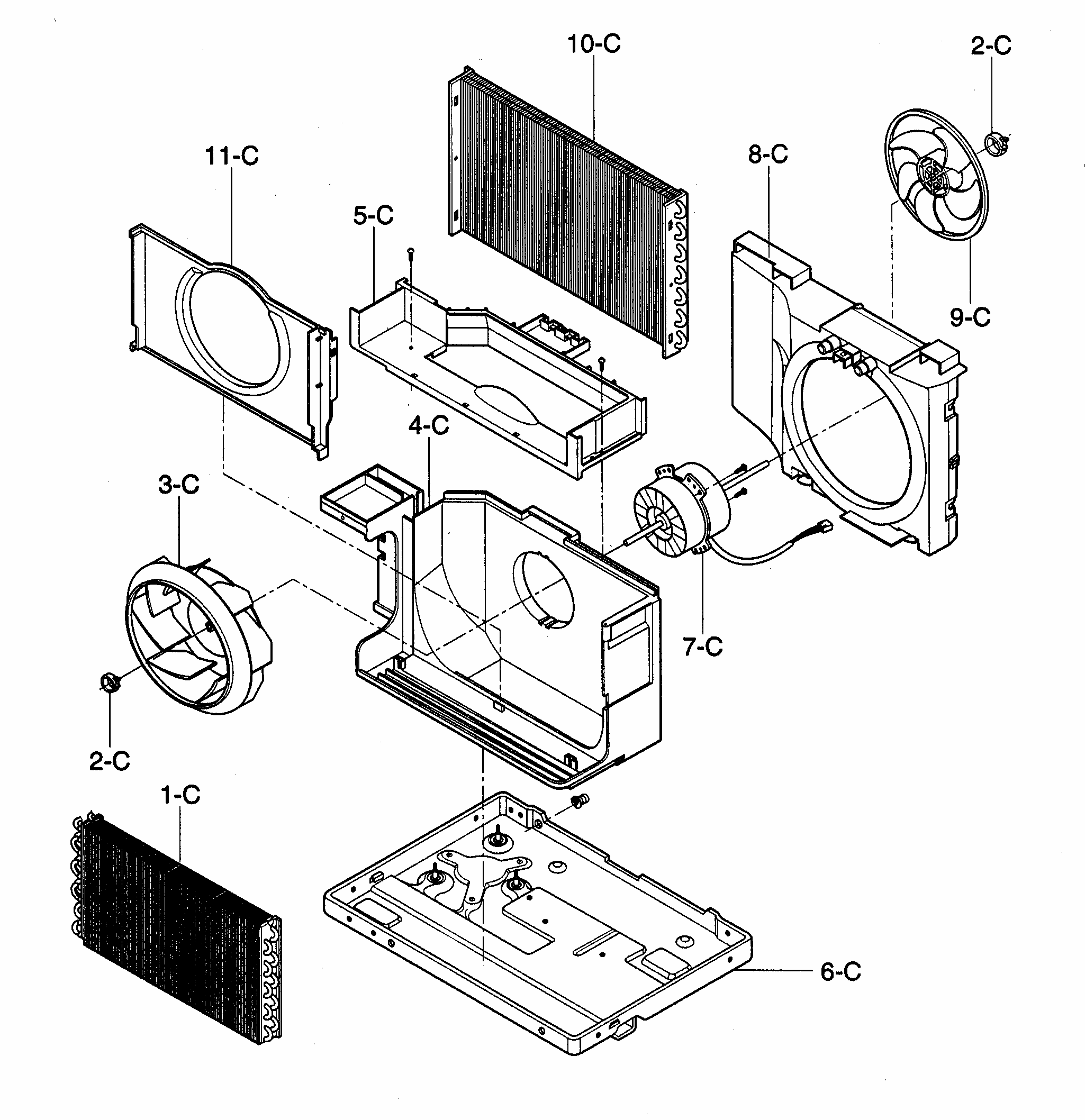 Air Handling Diagram and Parts List for 58074053300  Kenmore Air Conditioner