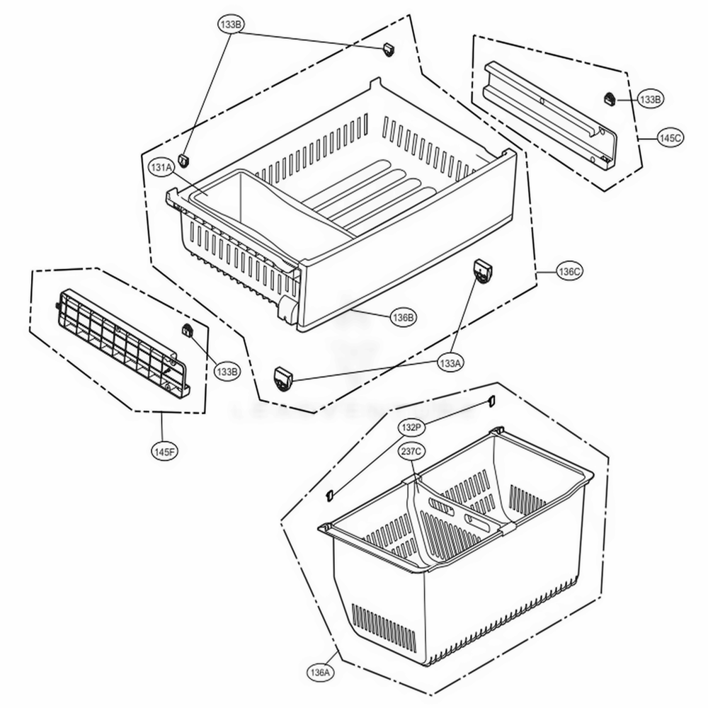 Freezer Parts Diagram and Parts List for 73059 AWBCSE0 LG Refrigerator