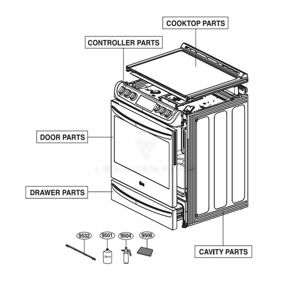 Main Diagram and Parts List for LSE4613BD ABDLLGA LG Range