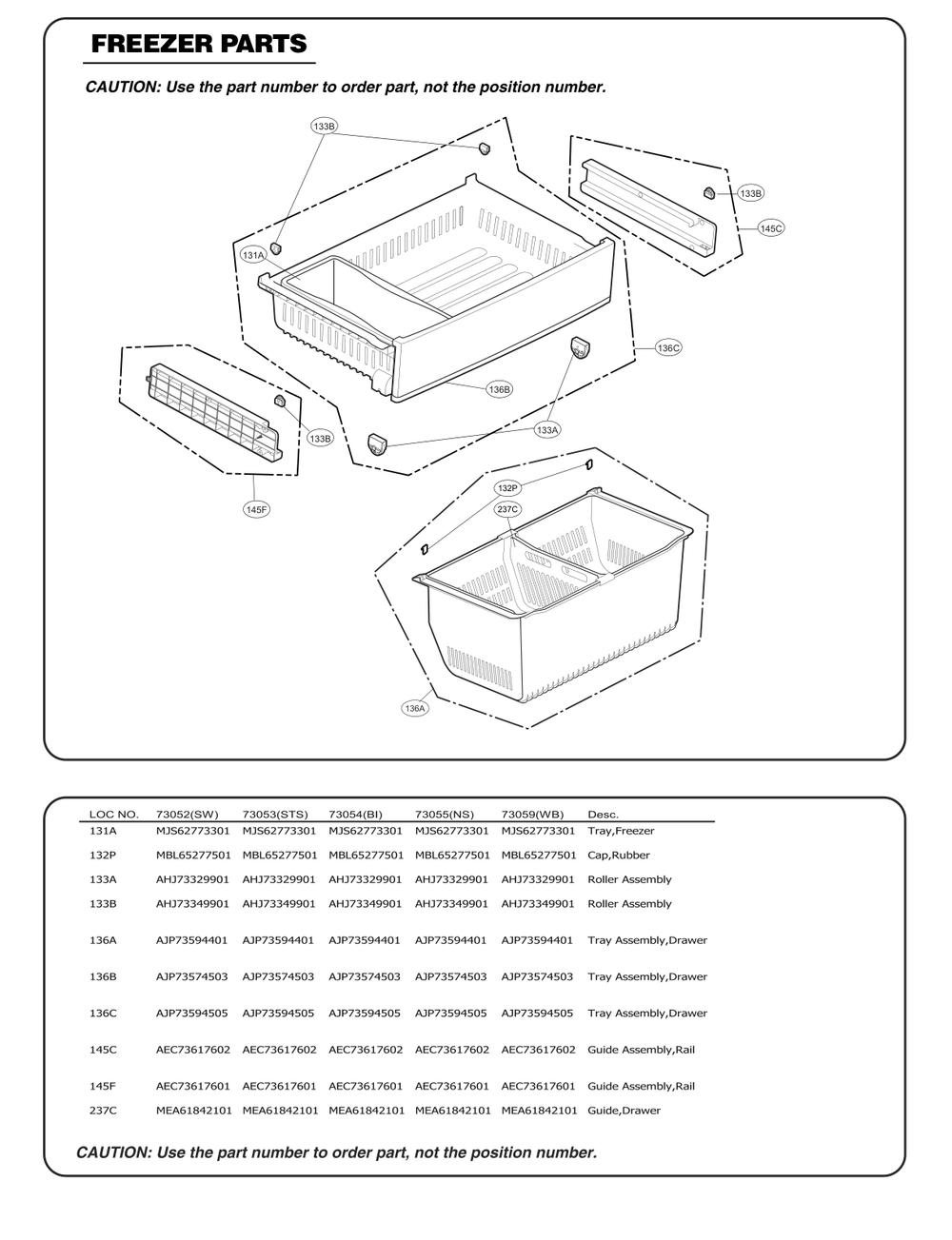 Freezer Parts Diagram and Parts List for GC-L288GSXM ANSCSE1 LG Refrigerator