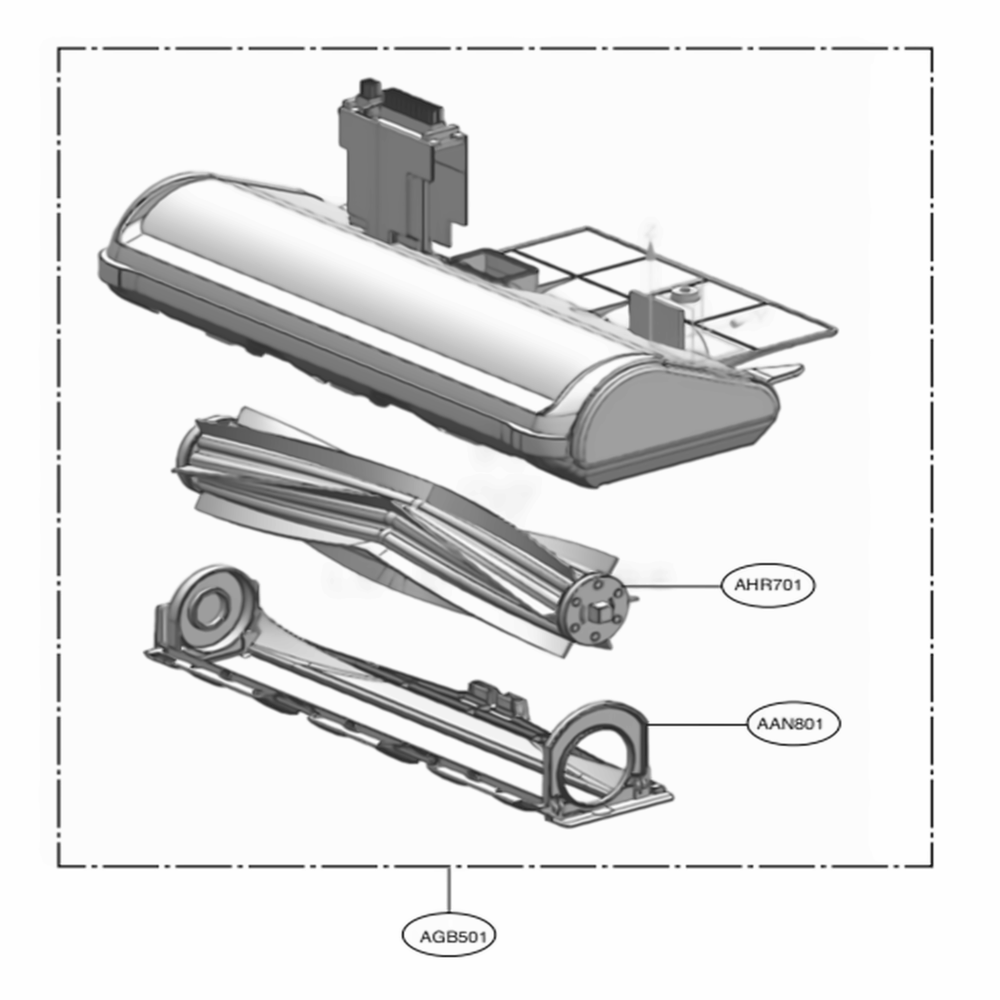 Nozzle Assembly Diagram and Parts List for R975GM AIGELGA LG Canister Vacuum