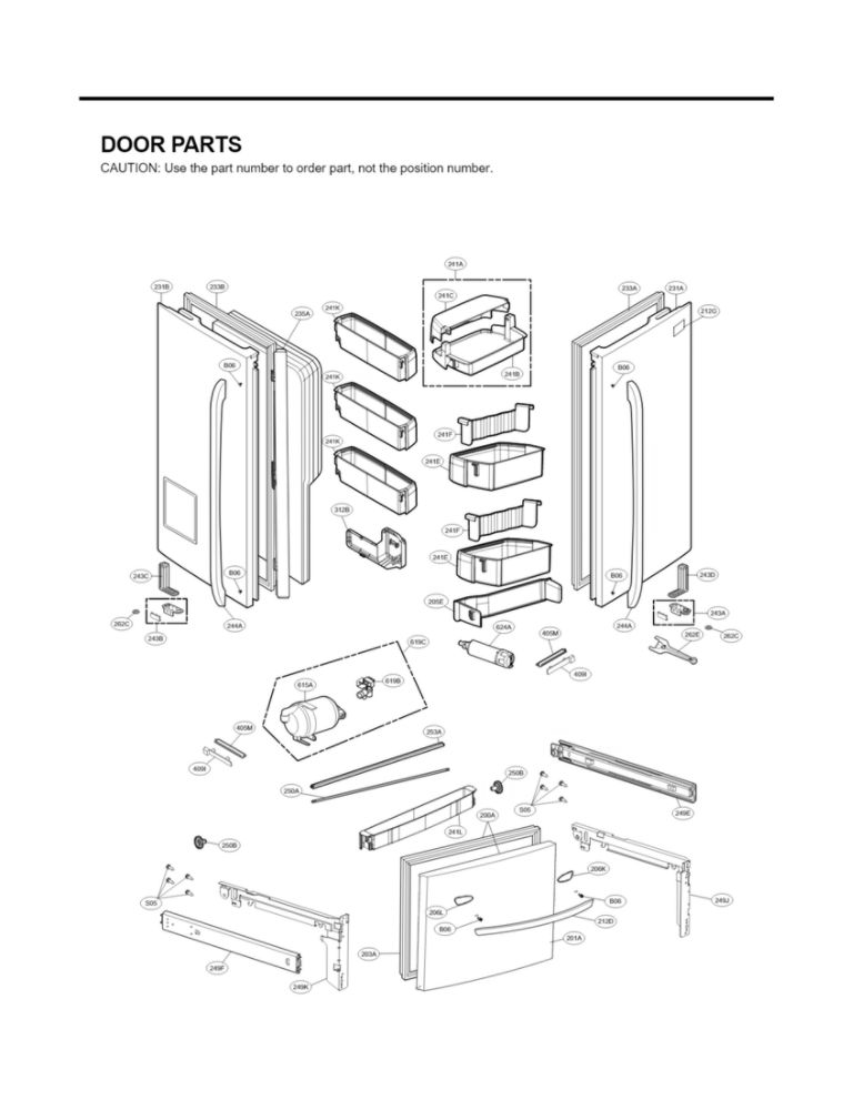 Door Parts Diagram and Parts List for LFX31995ST 01 LG Refrigerator