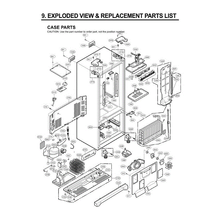 Section 1 Diagram and Parts List for LFC25770SB AWB1LGA LG Refrigerator