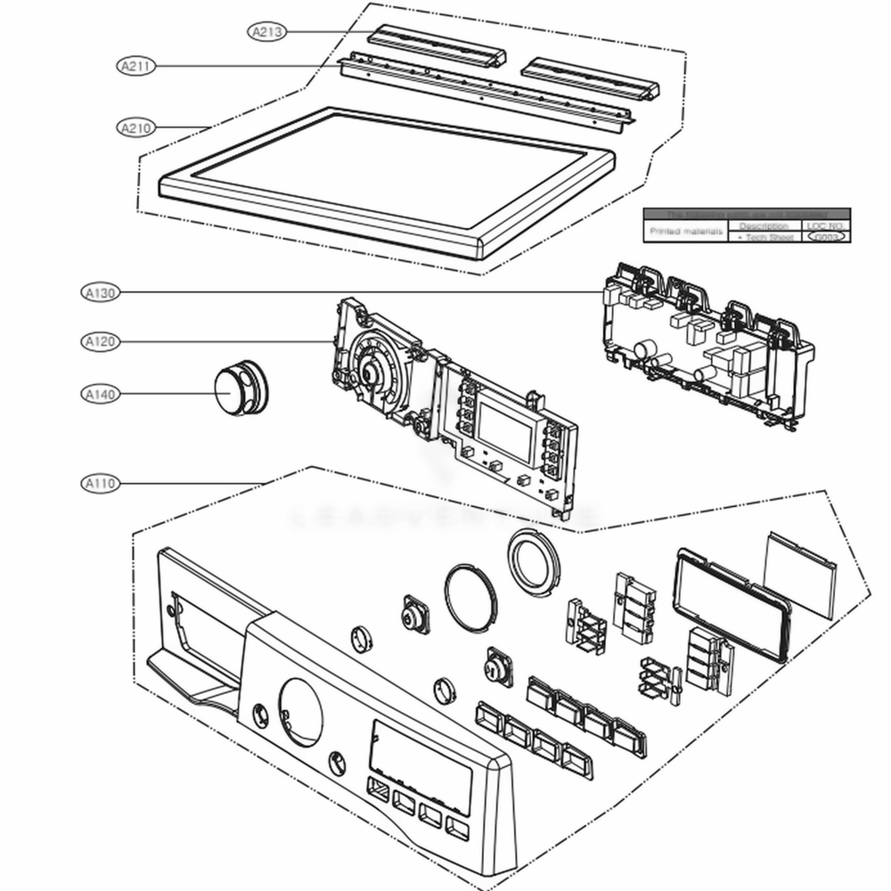 Control Panel And Plate Assembly Diagram and Parts List for DLGX4071W ABWEEUS LG Dryer