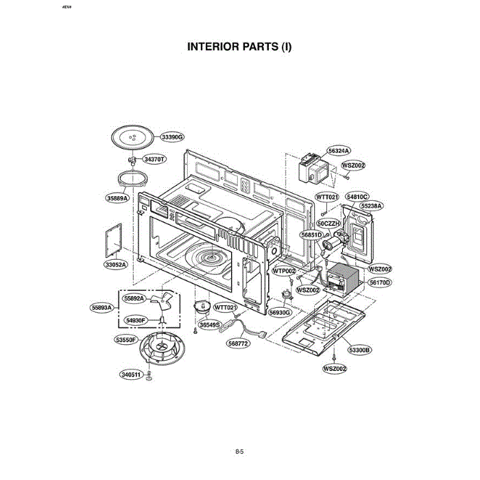 Section 1 Diagram and Parts List for LMV1915NVB ABKELGA LG Microwave Oven Combo
