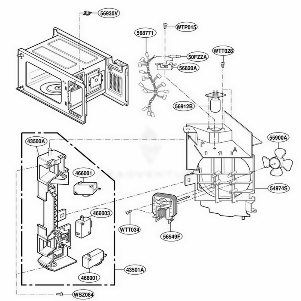 Suction Guide Parts Diagram and Parts List for MT1151SGQ MWEWRP LG Range