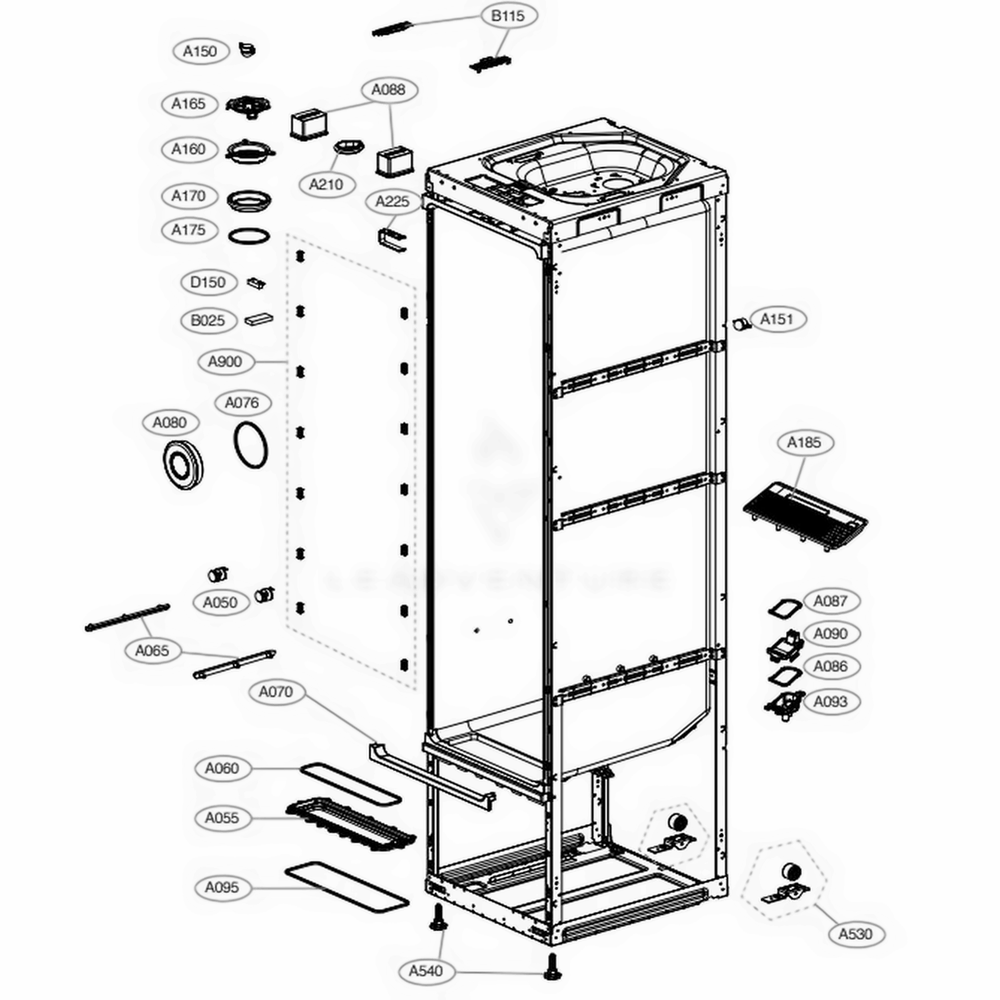 Main 1 Diagram and Parts List for S3RERB ALBEEUS LG Steamer