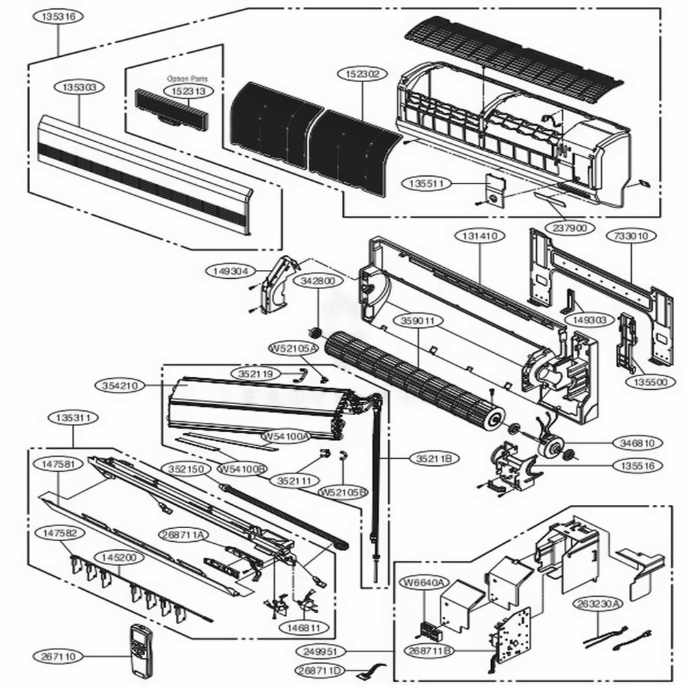 Main Diagram and Parts List for BDMH12SB AMBAHCI LG Air Conditioner